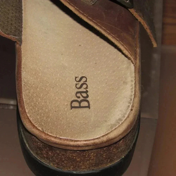 BASS Open-Toe Slip-On Leather Brown Sandals Mules Shoes Size 8M - Picture 4 of 5